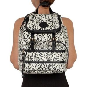 Cloe Black & White Print Backpack for Women Soft Leather
